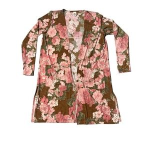 Sew in Love Women's Floral open front cardigan with pockets. Size Small